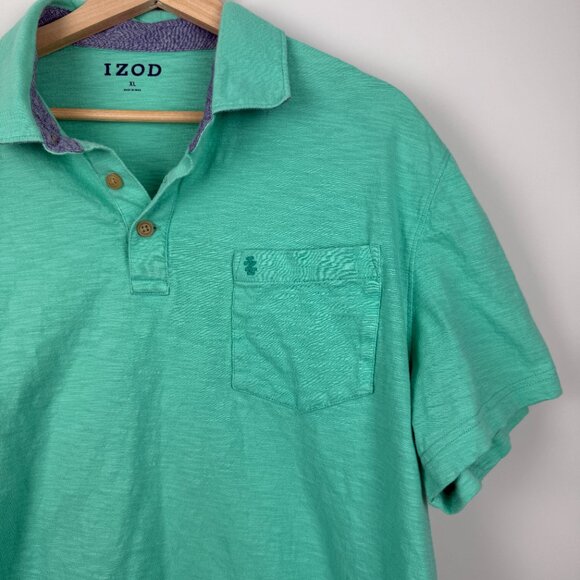 IZOD Mens Cotton Polo Shirt XL in Jade Cream - Picture 2 of 5
